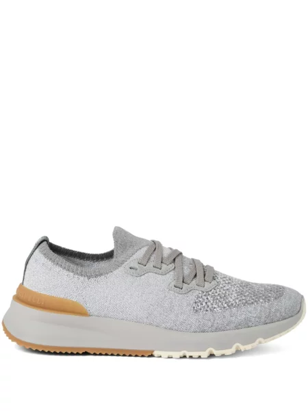 Sneakerși Brunello Cucinelli tricotate gri