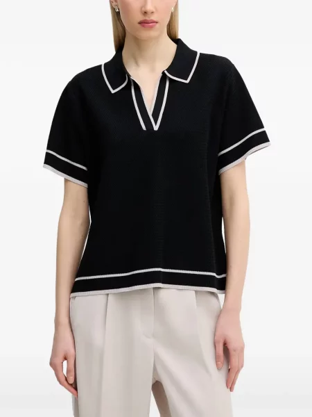 Tricou polo Marc Aurel cu dungi tricotate negru