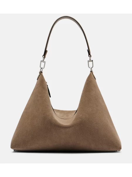 Geantă Toteme de catifea cord bej