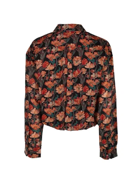 Cămașă R13 cu model floral cu imagine negru