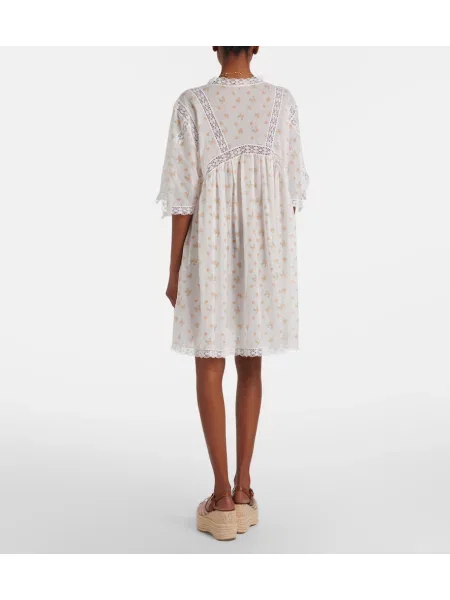 Rochie Chloé cu model floral alb