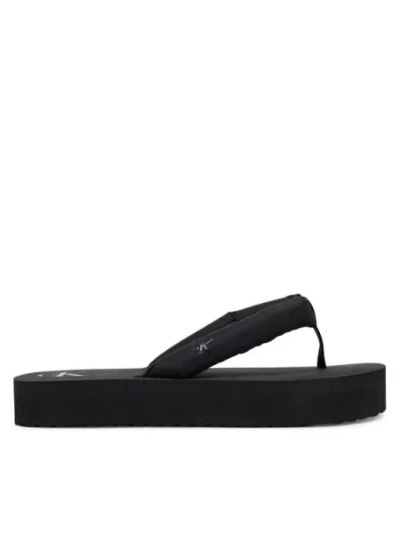 Žabky Calvin Klein Sandal Flatform Ttxr Satin triple black černé