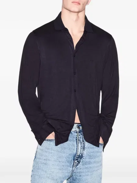 Lung cămașă Armani Exchange cu broderie albastru