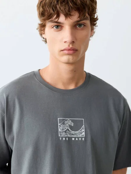 Koszulka z nadrukiem antracytowy Teen XL MANGO TEEN