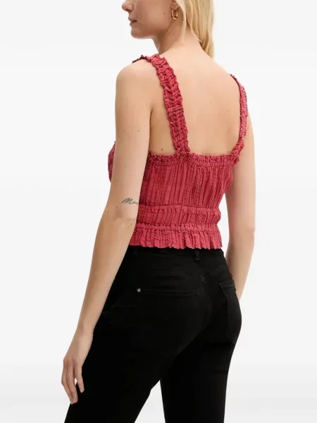 Top Guess cu broderie roșu