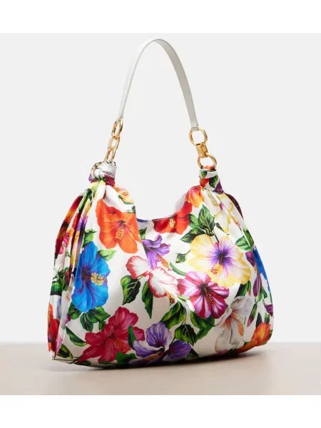 Saténová kvetinová shopper kabelka Dolce&gabbana žltá