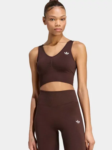 Adidas Športová podprsenka Essentials Seamless Bralette hnedá