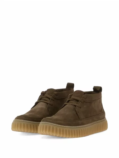 Cizme scurte Clarks din dantelă verde