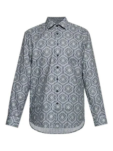 Cămașă Etro cu imagine cu imprimeu geometric lungă albastru