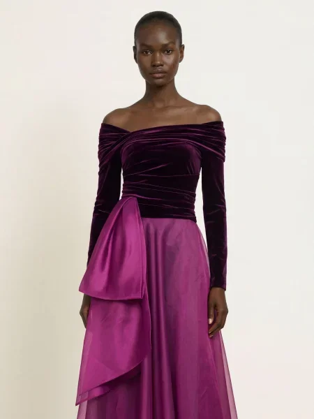 Talbot Runhof Večerní Šaty aubergine