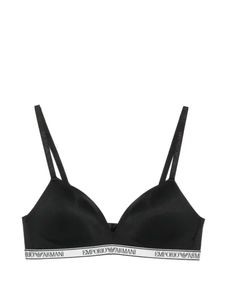 Trokutasti grudnjak Emporio Armani s autogramom crna