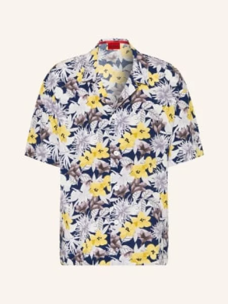 HUGO koszula plażowa BEACH SHIRT RELAXED żółta