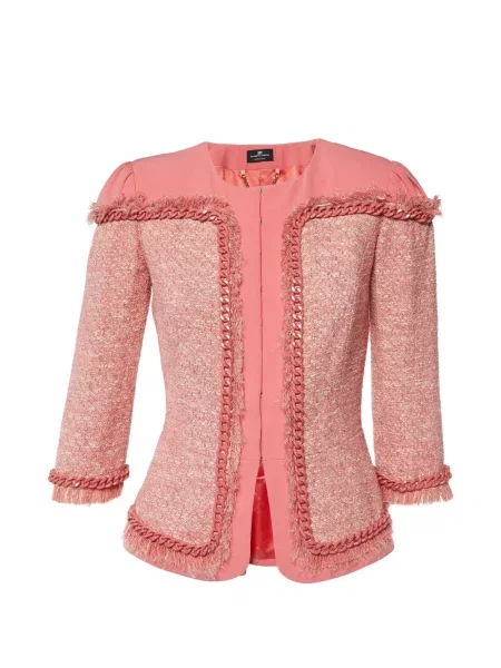 Geacă Elisabetta Franchi din tweed roz