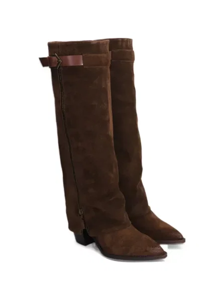 Botine Julie Dee din piele de căprioară cu cataramă maro
