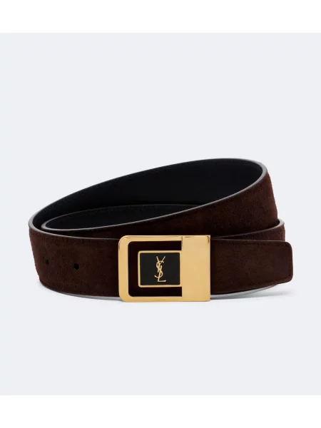 Cu centură curea Saint Laurent din piele de căprioară maro
