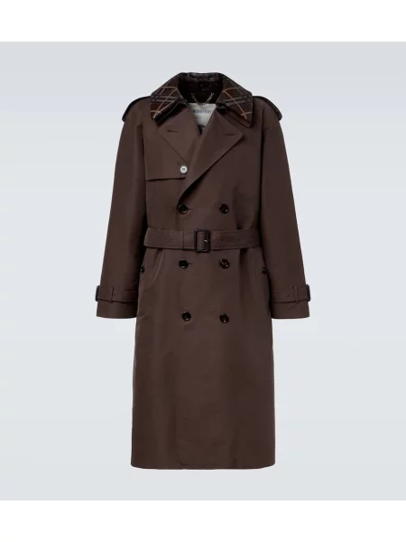 Trenci Burberry de mătase în carouri maro