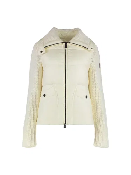 Pikowany kardigan Moncler wełniany beżowy