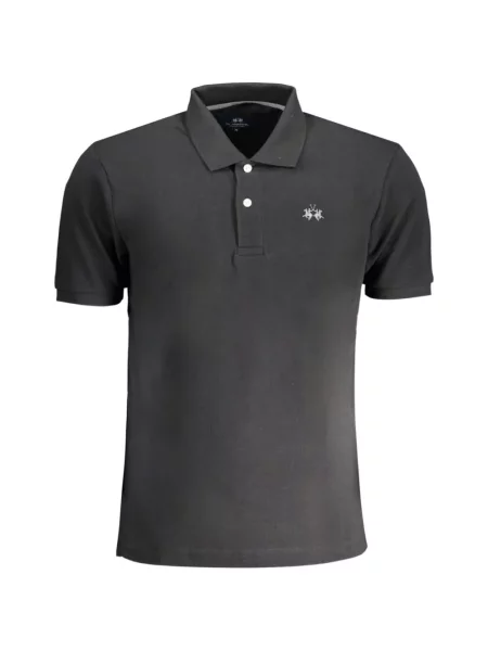 Tricou polo La Martina cu broderie negru