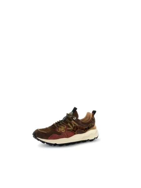 Sneakersy Flower Mountain zamszowe w kwiatki brązowe