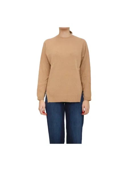 Sweter Twinset wełniany brązowy