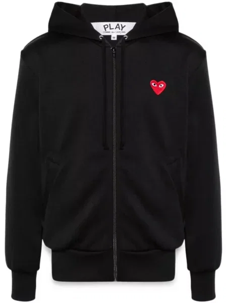 Суичър с качулка Comme Des Garçons със сърца черно