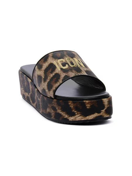 Pantofi Icon cu model leopard bej