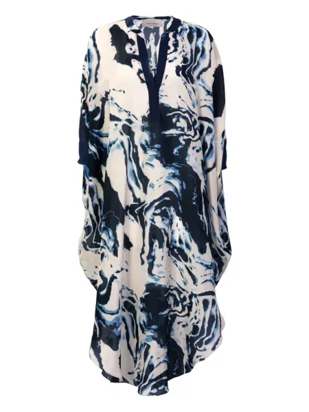 Rochie midi Silvia Tcherassi cu imagine cu imprimeu abstract până la genunchi albastru