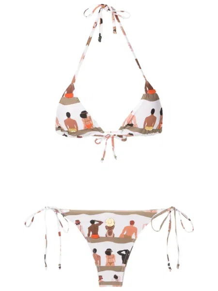 Bikini Amir Slama cu imagine cu gât halter maro