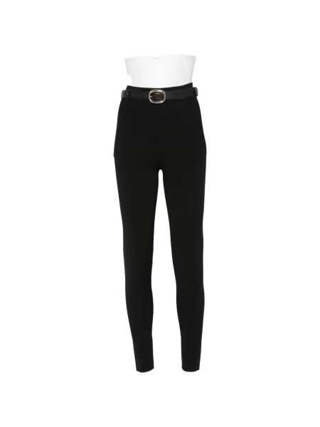 Cu centură pantaloni Self-portrait skinny fit negru