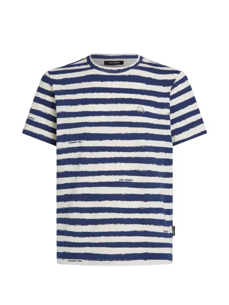 Tricou Karl Lagerfeld cu dungi cu imagine albastru