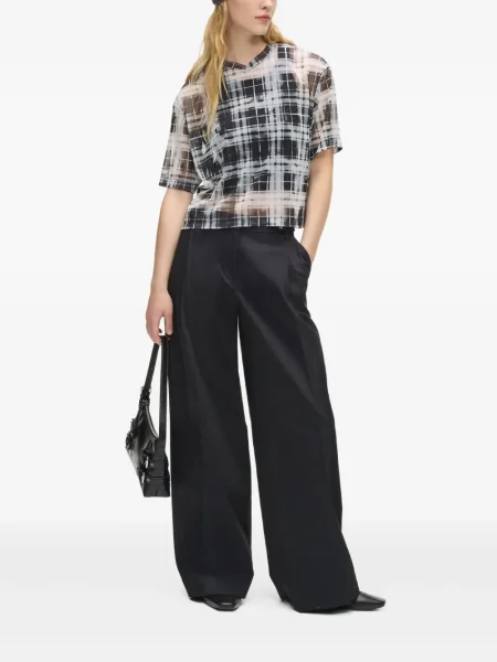 Καρό μπλούζα Karl Lagerfeld Jeans από διχτυωτό λευκό