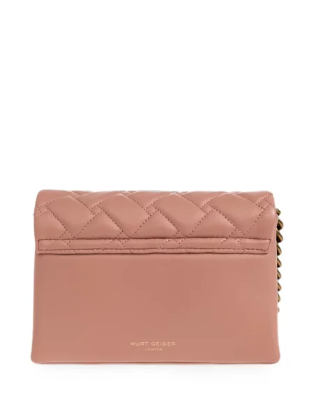 Δερμάτινη καπιτονέ τσάντα Kurt Geiger London ροζ