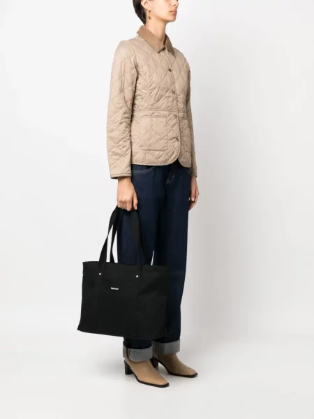 Geantă shopper Barbour cu autograf negru