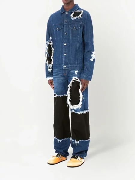 Džínová bunda Jw Anderson s oděrkami modrá