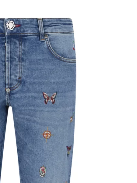 Blugi drepți Philipp Plein albastru