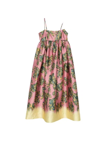Rochie midi Alemais cu funde cu model floral roz