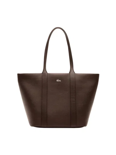 Lacoste torebka shopper z imitacji skóry brązowa