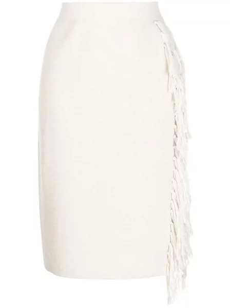 Rochie midi Onefifteen cu franjuri până la genunchi de costum alb