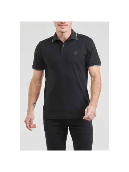 Haftowana koszulka polo Boss Orange z krótkim rękawem czarna