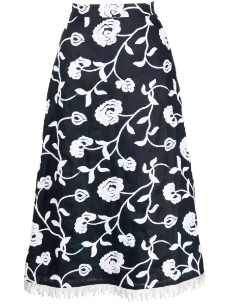 Fustă midi Silvia Tcherassi cu model floral până la genunchi albastru