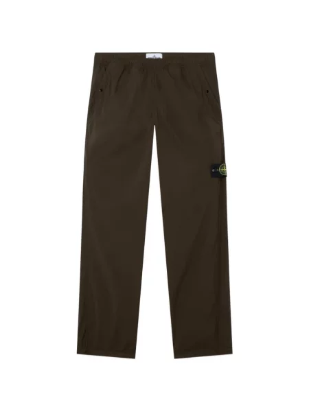 Pantaloni Stone Island cu strasuri stretch maro