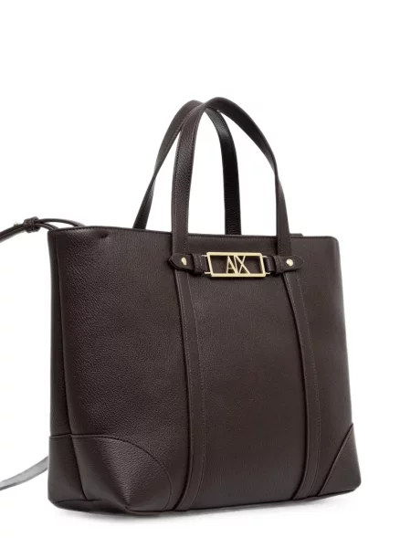 Geantă Armani Exchange cu autograf maro