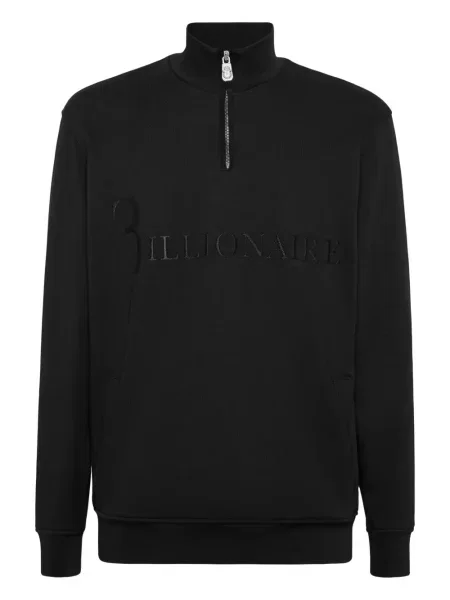 Hanorac Billionaire cu broderie de jumătate de fermoar negru