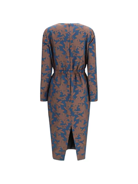 Rochie Sara Roka cu model floral din jacard albastru