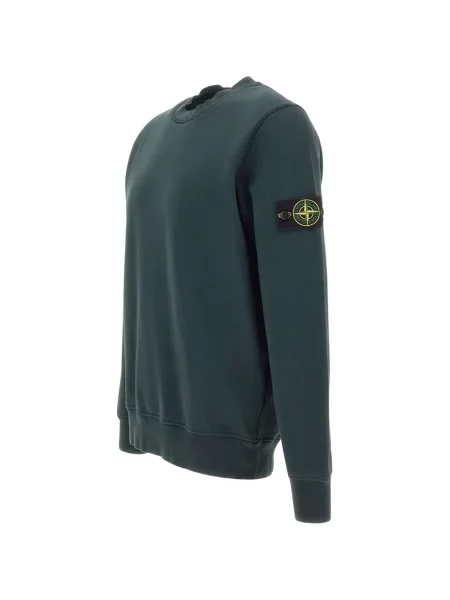 Флийс суичър без качулка Stone Island камъни реглан ръкав зелено
