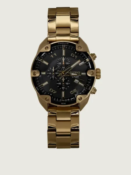 DIESEL Ceas analogic / negru auriu