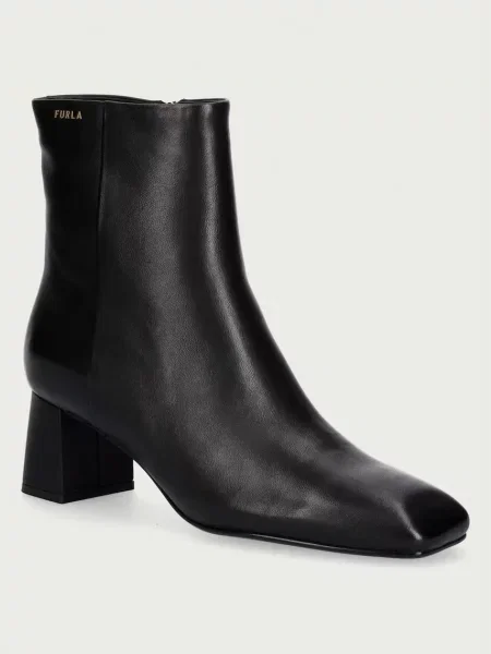 Furla botine pentru femei din piele Solid negru