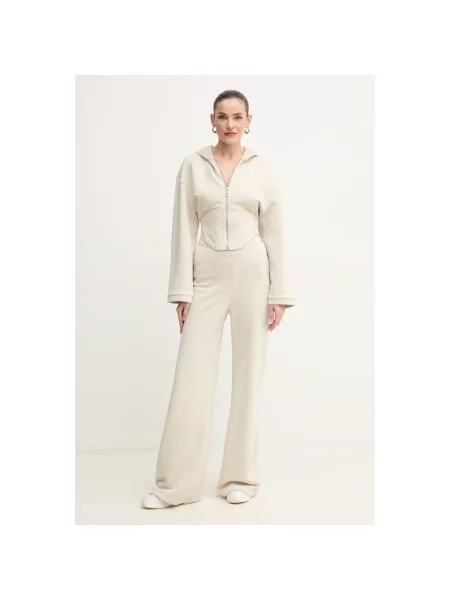Pinko spodnie dzwony high waist beżowy