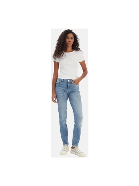 Skinny jeansy skinny Guess niebieskie