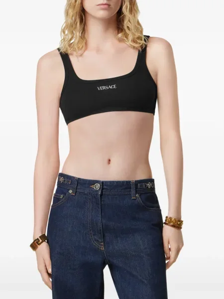 Top Versace cu broderie negru